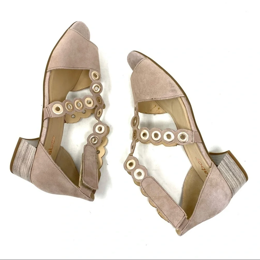 Gabor suede 81.721.14 comfort block heel sandals antikrosa